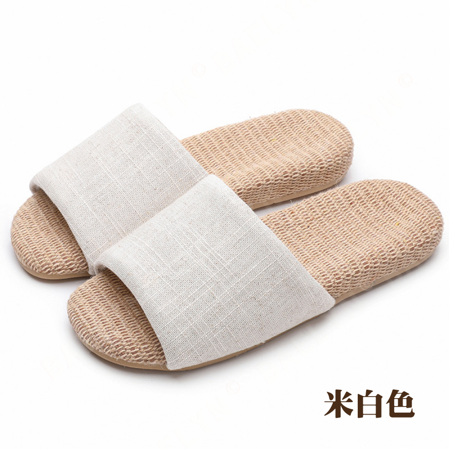 日式亞麻室內拖鞋