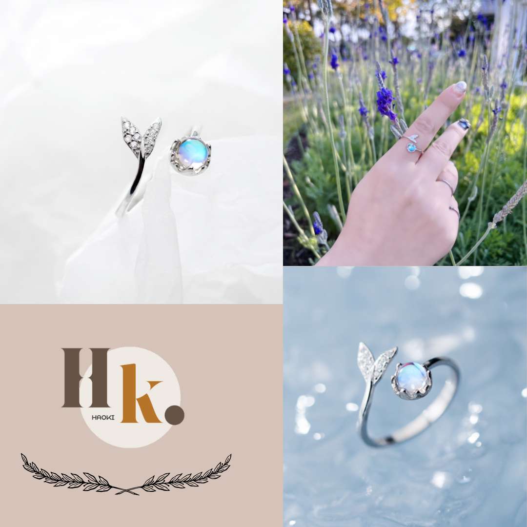 S925銀鑲鑽琉璃珠人魚尾戒指01