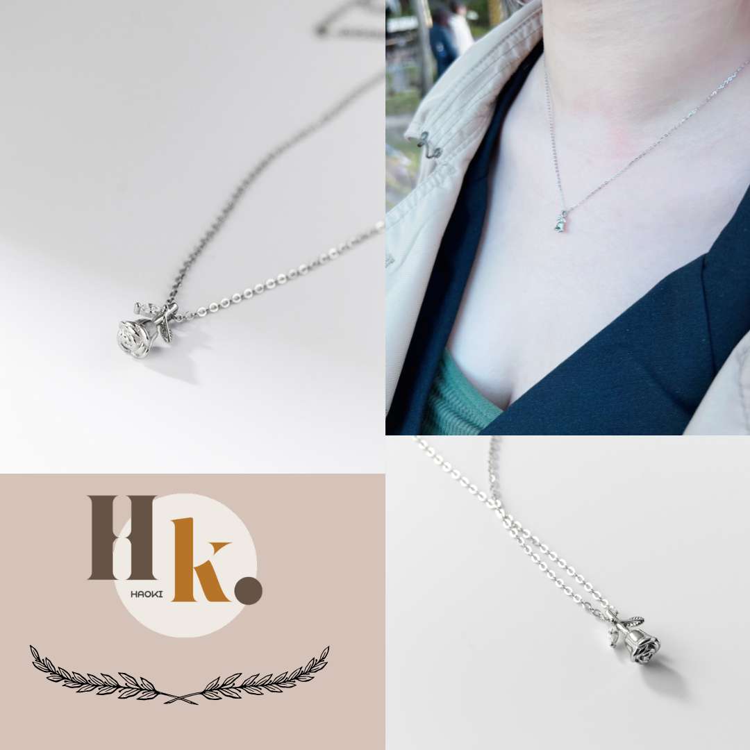 S925銀鑲鑽玫瑰花項鍊01