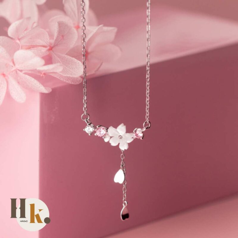 s925銀鑲鑽貝殼花項鍊01