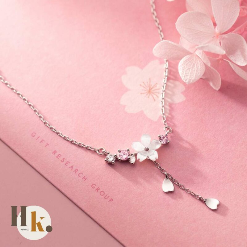 s925銀鑲鑽貝殼花項鍊02